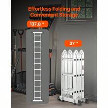Multi-Purpose Folding Ladder 7-In-1 3 Step 12ft Reach Height For Work - 如圖 - 查看 5