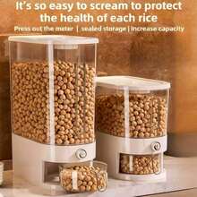 1PC Large Capacity Rotary Bean Dispenser With Divider -10lb-20lb - Waterproof, Moisture-Proof, Insect Proof Bean Storage Container, Suitable For Kitchen Organization, Grain, Nut, Flour, Rice Moisture-Proof And Leak Proof - Portable Kitchen Storage Container - 20 Catties White - View 4