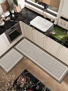 1pc High-End Geometric Patterned Silicone Kitchen Mat, Anti-Fatigue Cushioned Non-Slip Kitchen Rug With Quick Drying & Water Absorption Properties, Suitable For Kitchen, Bathroom, Hallway, Laundry Room Etc.