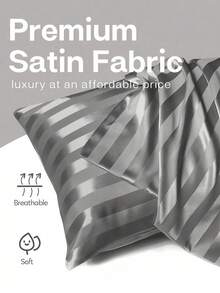 1/2 Pcs Luxury Satin Striped Pillowcase, Super Soft Polyester Envelope Style Pillow Cover, Machine Washable, 80-85 GSM, Cool And Comfortable Feel, Gentle On Hair And Skin, Hotel Quality Bedding Protector, Suitable As A Secret Santa Gift, Valentine's Day Gift, Christmas Gift, Personalized Gift Or Holiday Present For Her - Multicolor - View 3