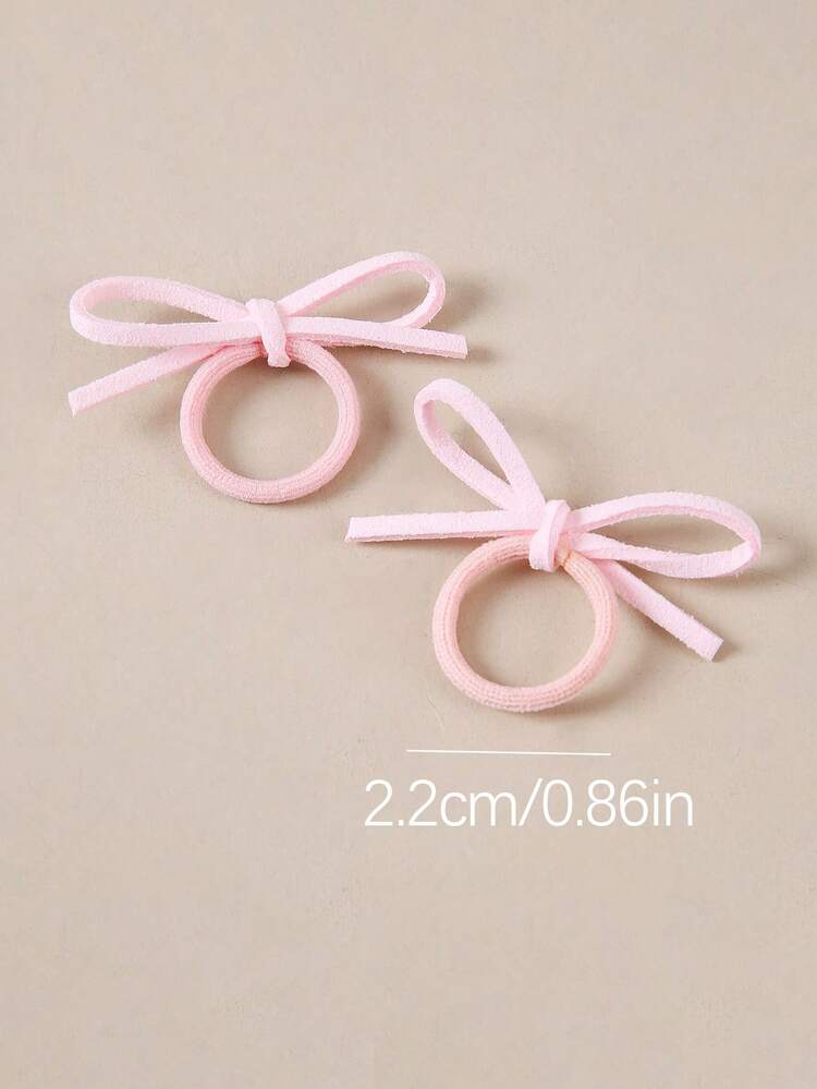 10pcs/Set Girls Pink Ribbon Hair Ties, Small Hair Scrunchies, Non-Damaging Hair Bands, Suitable For Daily Use - Multicolor - View 4