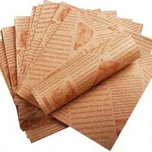 Top One-50pcs Of Cooked Food Wax Paper Suitable For Food Baskets And Plate Liners, 18 *18cm Old Newspaper Style Printing, Oil Resistant Cooked Food Paper Packaging, BreadHamburgers, French Fries, Sandwiches (Brown) - 50個棕色 - 查看 7