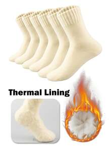 3 đôi tất cổ cao bằng vải nỉ dày dặn dành cho nữ, tất lông ấm áp và bền cho mùa thu/đông, tất giữ nhiệt mềm mại và thoải mái khi đi sàn, tất ngủ - Nhiều màu - Xem 11