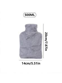 1个2000ML粉色和灰色热水袋，装满水和暖水袋，专为女生设计，用于热敷，暖手，可爱毛绒肚子，防爆，暖脚 - 彩色 - 查看 14