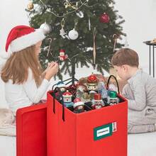 Caja de almacenamiento coleccionable para cascanueces y cifras de Navidad, almacena cascanueces de hasta 9 a 16 pulgadas de alto, adornos y ms, organizador de decoracin navidea con divisores - Rojo - Ver 3