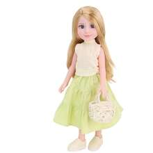 14-Inch Fully Vinyl Coated Girl Doll With Full Outfit And Woven Basket, Casual Style Doll With Smooth Long Hair And Blue Eyes, Cute Girl Toy, Christmas Gift For Friends - The Whole Doll - View 12
