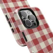 1 Pcs Red White Checks Phone Case, Suitable For 17 Pro Max/17 Air/ 16 Pro MAX/15 Pro Max/14 Pro/13 Pro/12/11, Personalized Phone Case For Men And Women,They Are Excellent Gifts For Girlfriends, Boyfriends And Family Members For Christmas And Halloween. - 黑色 - 查看 5