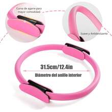 Anillo de Pilates, diámetro 15in/38cm Dual Gripped Fitness Aro de Resistencia Accesorios para Pilates, NBR Antideslizante Suave Confortable Ideal para Yoga - Rosa - Ver 5