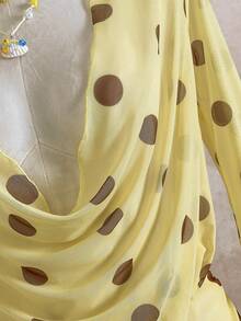 Women's Fashion Sexy Swimsuit Cover Up, Polka Dot Print With Turtleneck Long Sleeve One-Piece Swimdress, Suitable For Pool Party And Beach Vacation Summer - Yellow - View 6