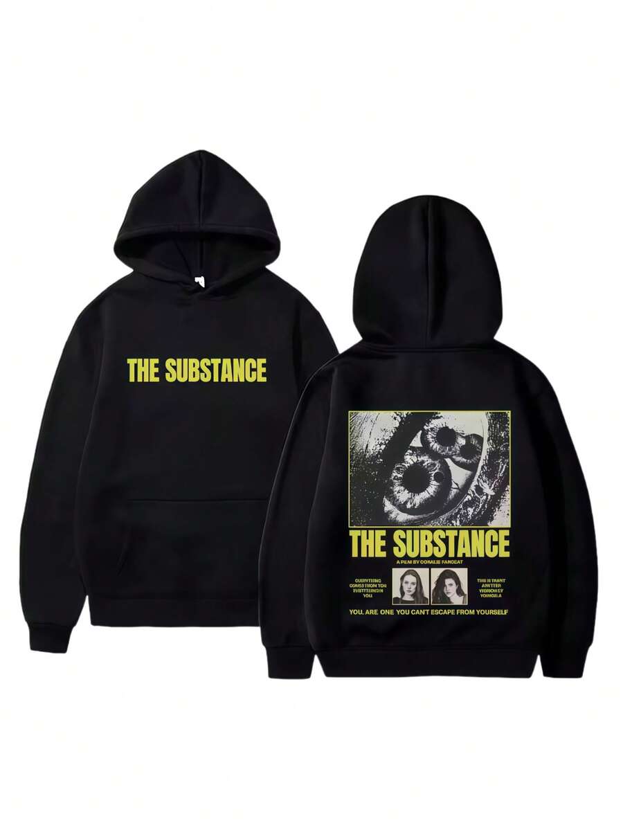 Horror Movie The Substance Graphic Print Hoodie Men Women Hip Hop Fashion Streetwear Male Vintage Casual Fleece Cotton Hoodies - Black - View 1