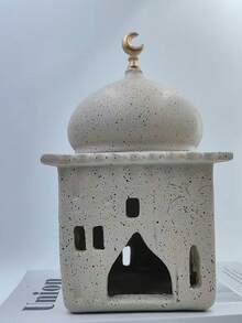 1pc Creative New Middle Eastern Style Crescent Moon Castle Incense Burner Decor, Elegant Tabletop Center Piece, Suitable For Indoor/Outdoor Decor, Office, Mosque - Muslim Holiday Gift (No Electricity Required)