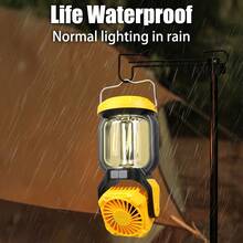 1PC Multi-Function Powerful Fan Camping Light With Battery Indicator, Fast-Cooling Fan, Multi-Purpose Hook, Type-C Charging, Dual Light Colors (3+2 Modes), Daily Waterproof, Ideal For Outdoor Camping, Family Picnics, Garden Parties, Fishing, And More - Multicolor - View 9