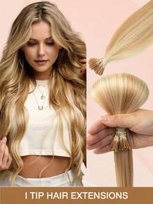 30克，50片，I型接发，真人发，12-22英寸，易于造型，冷融合预粘合接发，Remy天然发，持久不掉发，柔软自然，I型接发便携小巧，方便旅行和补妆，浪漫的长度和蓬松度，角色扮演和日常时尚造型必备假发，情人节佳品