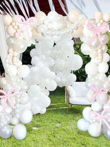 102pcs White Flower Arch Kit, Includes White Latex Balloons And Pink Magic Balloons Forming Bows, Suitable For Wedding, Engagement, Bridal Shower, Birthday, Baby Shower Party Decoration, Tea Party Themed Photography Props - Multicolor - View 5