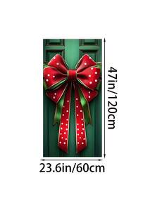 1 pezzo Fiocco decorativo per cornice della porta in poliestere per Natale - Senza elettricità necessaria, grande striscione natalizio, design di scatola regalo di Natale, decorazione per la casa, cartello appendibile per porta natalizia, decorazioni natalizie, regali di Natale