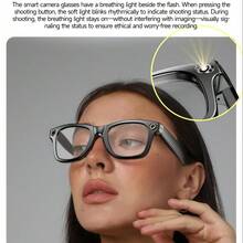 FECOUL 8MP Camera Smart Glasses With 1080P HD Video Recording, 4K Resolution, Metal Semi-Rimless Design, Photochromic Lenses, AI Translation, Voice Assistant, Object Recognition, Interactive Q&A, High-Definition Photo And Video Capture, EIS Algorithm For Stabilization, Wi-Fi Image Transfer To Phone, Slide-To-Adjust Volume, Wear Detection, Dual-Microphone Noise Reduction, Call Noise Cancellation, And Hi-Fi Audio. Ideal For Both Women And Men In Business Travel, Professional Settings, Driving, Leisure, And Other Scenarios. The Perfect Outdoor Business Companion Or Holiday Gift. - W610黑 - 查看 6
