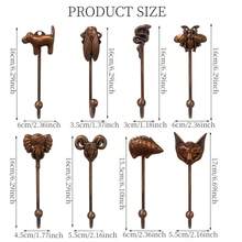 7-Piece Animal-Themed Copper-Style Coat Hooks: Intricate Sculpted Details (Dog, Cicada, Snake & More) – Durable Metal Build, Decorative Wall Storage For Coats, Bags, Bedroom, Bathroom, Home Organization - 衣鉤古紅 - 查看 9