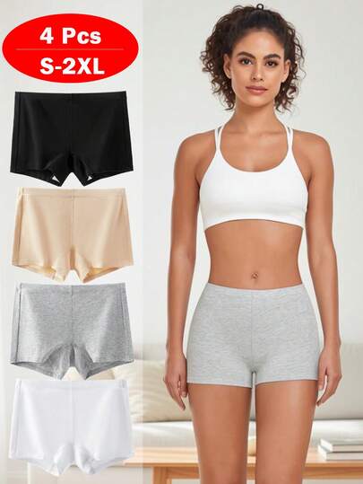  4 Pcs Wirarpa Ladies Cotton Boxer Briefs Women's Boyshort Panties Underwear With Cotton Crotch
