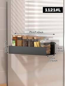 1/2pcs Black Metal Magnetic Storage Rack, Floating Magnetic Hanging Shelf, Organizer Rack, Suitable For Kitchen, Bathroom, Refrigerator, Microwave, Washing Machine Side, No Drilling Multi-Purpose Shelf, Practical Rack - Multicolor - View 15