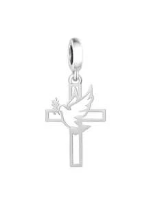 HuooNew 1pc Elegant 925 Sterling Silver Christian Cross & Pendant Bead, DIY Suitable For Banquet And Party - Silver - View 7