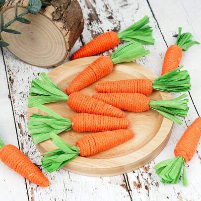 Easter Carrot Decor Set, Artificial Vegetable, Rustic Carrot, Rabbit Decor, Spring Easter Basket Filler, Vase Filler, Multi-Tier Tray, DIY Decor, Farmhouse Party Supplies
