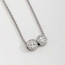 Men's Necklace With Venetian Chain And St. Benedict Scapular In Silver And Stainless Steel - Multicolor - View 2