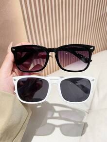 2 piezas de gafas de moda cuadradas con tachuelas multicolor para mujeres, hechas de material de PC, accesorios Y2K, disfraz de mujer, disfraz, viaje, selección de temporada, edición de Halloween, gafas de moda, , adecuadas para looks de fiesta, verano, vuelta al cole, fiestas en la playa, ropa de calle, selfies, vacaciones.