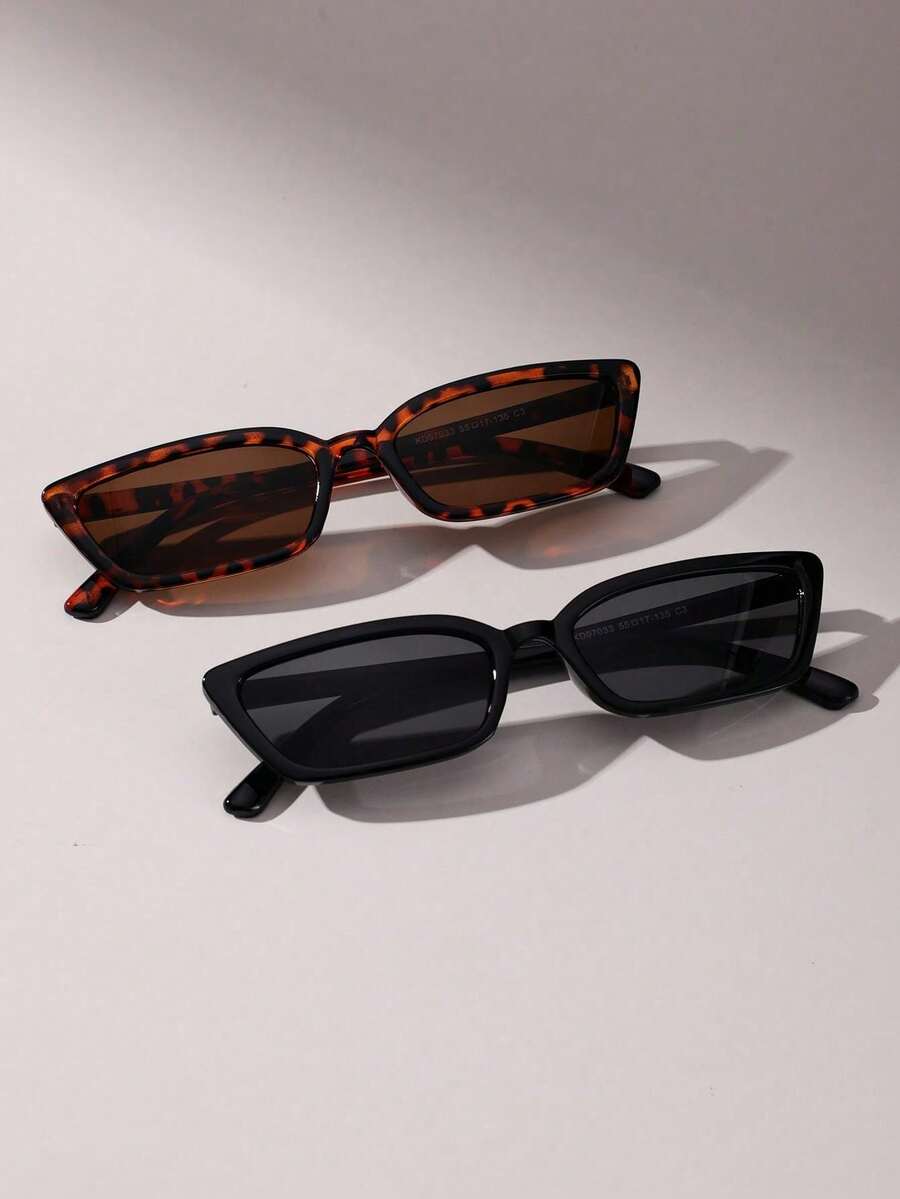 قطعتان من النظارات البلاستيكية ذات الإطار الهندسي للنساء، بطراز شارع أنيق وجمالي، مناسبة للتنزه والشاطئ والتخييم وتصوير الشوارع - متعدد الألوان - مشاهدة 1