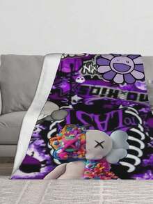 Kawss Merch Kawaii Kaw Blanket For Men Women Warm Cozy Fluffy Throw Blankets For Bed - 黑色 - 查看 3