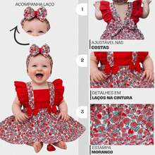 Baby Girl's Overalls Skirt Strawberry Print With Decorative Bows Includes Headband Charming Delicate Clothing For Parties Outings Birthday Gift Smash The Cake Rehearsal Summer Instagrammable Look Stylish Set Creative Charming Soft Fresh Comfortable Elegant Differentiated Exclusive Piece Modern Full Of Personality Opening Adjustable Back Closure Tie Impeccable Finish Reinforced Stitching Ruffles Wide Straps Marked Waist Flared Skirt Light Fit Neat Details Ideal Composition Special Productions Preserving Movement Practicality Ease Of Use Visual Graceful Colorful Soft Inspiring Style Child Fashionista Versatile Unique Occasions Perfect Gift Composing Photos Unforgettable Moments Sophistication Joy Affection Affection Created Thinking Comfort Development Mother Daughter Connection Wardrobe Charming Inspiration Sweetness Purity Magic Shine Clothing Love