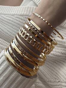 10 sztuk/zestaw Vintage przesadzona asymetryczna szeroka bransoletka ze stopu