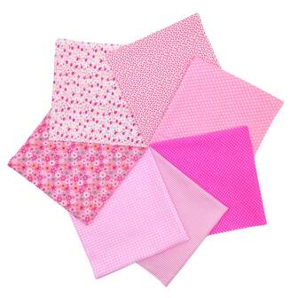 7 piezas de surtido de tela de algodón sólido rosa - Patrones florales, a cuadros, de lunares, tela de algodón suave para acolchar, recortes adecuados para manualidades de patchwork, regalos de Navidad, muñecas, decoraciones, bolsas, ropa de cama, manualidades y decoración del hogar, disponible en 2 tamaños