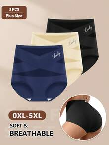 3pcs/Set Plus Size Women's Triangle Panties With Crisscross Mesh Paneling - Nhiều màu - Xem 5