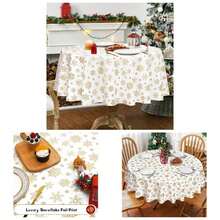 Kitchen Tablecloth - White-gold + 152.4 cm (Round) - View 1