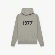 Essentials  Black Vintage Flocked Hooded Fall Winter Sweater Sweatshirt, 1977 Limited Edition Printed Men And Women Unisex Tops , High-End Cotton Relaxed Fit, Cracked Flocking, Street Style And Fall Travel Photography Essentials, You - 鐵 - 查看 2