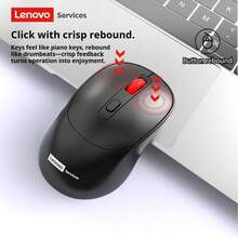 Lenovo Chuột không dây Enovo N02 Kết nối không dây 2.4G, Khả năng chống nhiễu mạnh mẽ với 4 nút, Chế độ ngủ thông minh giúp kéo dài thời lượng pin, Di động để sử dụng tại văn phòng, Máy tính xách tay quang học, Máy tính để bàn và Máy tính bảng. - màu đen - Xem 6