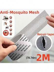 Window Screen Repair Tape, 2 In X 78.74 In  Gray Screen Patch Repair Kit, 3-Layer Strong Adhesive Invisible Screen Tape Mesh Repair For Windows, Doors Garage Mosquito Net Magnetic Screen - Black - View 2