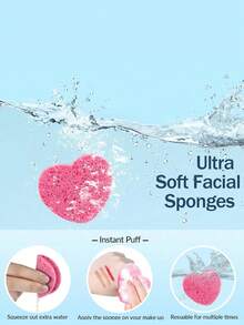 Heart-Shaped Soft Exfoliating Cleansing Sponge, Suitable For Face Cleaning, Massage, Exfoliation, Masking, Makeup Removal - Gentle Scrubbing Deep Cleansing Sponge, Fragrance-Free, Unisex, Travel Essential - Multicolor - View 5