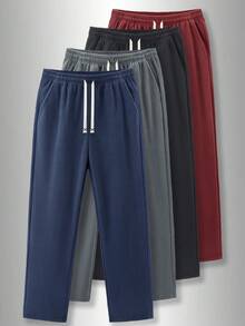 Men's Thermal Lined Outdoor Sports Pants, Comfortable Slim Fit Casual Loose Knit Elastic Cuff Sweatpants, Fall Clothes Winter Top Gift Picks For Husbands/Boyfriends This Fall And Winter