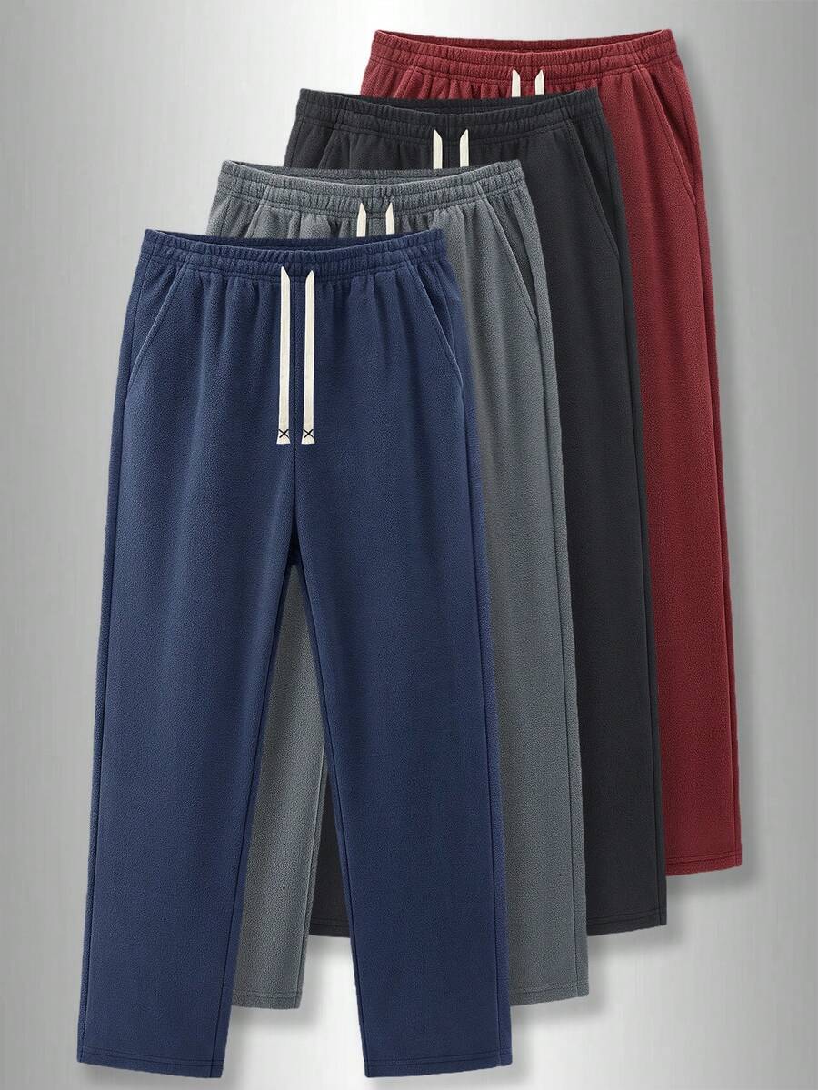 Men's Thermal Lined Outdoor Sports Pants, Comfortable Slim Fit Casual Loose Knit Elastic Cuff Sweatpants, Fall Clothes Winter Top Gift Picks For Husbands/Boyfriends This Fall And Winter