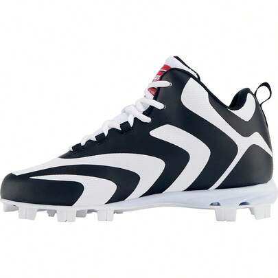 Rawlings Rookie Mid 179256 Men's Black White Lace Up Baseball Cleats ACAD525
