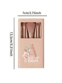 5 pièces/set Ensemble de pinceaux de maquillage portable personnalisable avec miroir, lettres de A à Z, imprimé avec un motif floral simple, ensemble de pinceaux de maquillage en boîte, pinceau de maquillage multifonction avec boîte à miroir, mini stylo de maquillage multifonction, pinceau de fond de teint - multicolore - Voir 10