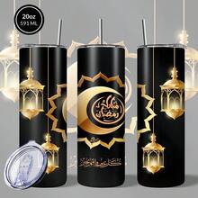 1 Stück 20oz Edelstahl Isolierbecher. Schwarz und Gold. Mit goldenem Halbmond (mit islamischer Kalligraphie) und traditionellem arabischen Laternen-Muster. Schön und praktisch, erfüllt den täglichen Trinkbedarf. Geeignet für den Eigengebrauch oder als Geschenk zu Feiertagen oder Geburtstagen. Für jeden Anlass verwendbar. Eine festliche Dekoration, um eine heilige und fröhliche Atmosphäre zu schaffen. Ramadan Edition. - Verschiedenfarbig - Übersicht 13