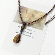 1件虎眼石吊坠项链，手工制作，精美饰品，适合旅行和日常佩戴 - 棕色 - 查看 7