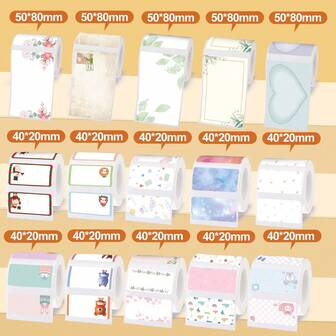 Colorful Square Stickers, Waterproof And Tear Resistant Label Paper Available In Various Sizes 40x20mm/50x80mm/ Compatible With Portable Printers P50/P302A/L7//M221/M220/M200/M110/M120