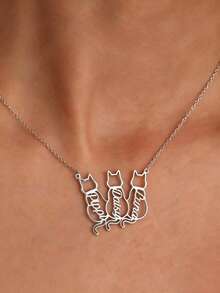 1 pieza Collar con nombre de gato personalizado, Collar con nombre de mascota lindo, Regalo conmemorativo personalizado de gato, Collar con silueta de gato, Joyería de letra de gato personalizada, Joyería de acero inoxidable, Collar de mujer, Collar personalizado, Personalización de nombre, Joyería de elemento de mascota, Regalos personalizados, Regalos de Navidad, Regalos para propietarios de mascotas, Regalos personalizados, Regalos para él/ella, Glamour de Año Nuevo - Multicolor - Ver 16