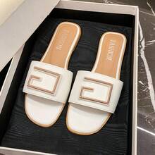 Nuevas sandalias con forma de G de metal de moda para el hogar y la playa - Blanco - Ver 5