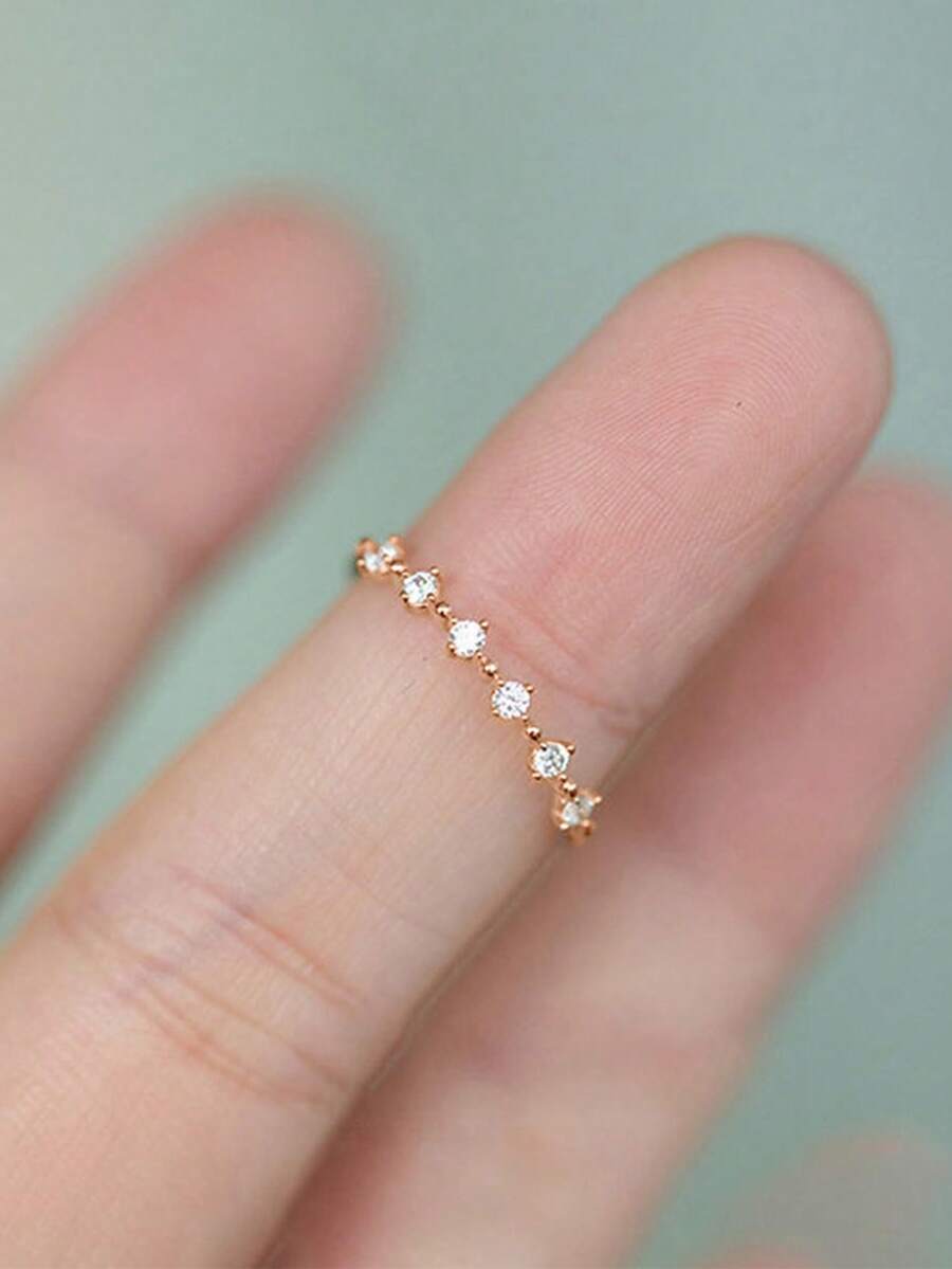 BALMORA 1 件装时尚简约 S925 纯银镶嵌精美锆石戒指，女士礼物