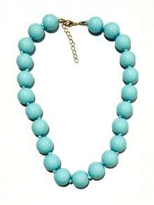 1pc Bohemian Style Round Geometric Plastic Acrylic Beaded Rope Knotted Necklace, Handmade Jewelry Gift For Women, Everyday Wear - Multicolor - View 10