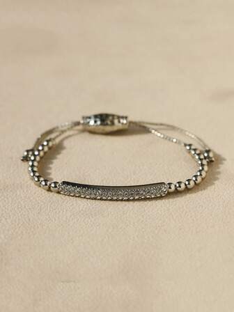 1 pieza Brazalete ajustable de cristal con incrustaciones de cobre personalizado y de moda, adecuado para el uso diario de las mujeres
